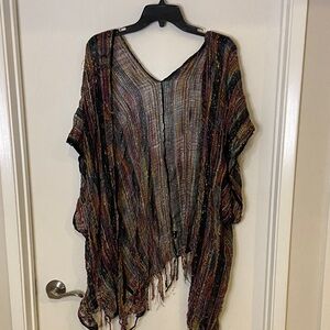 Multicolor Striped Poncho